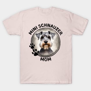 Mini Miniature Schnauzer Dog Mom Dog Breed Portrait T-Shirt